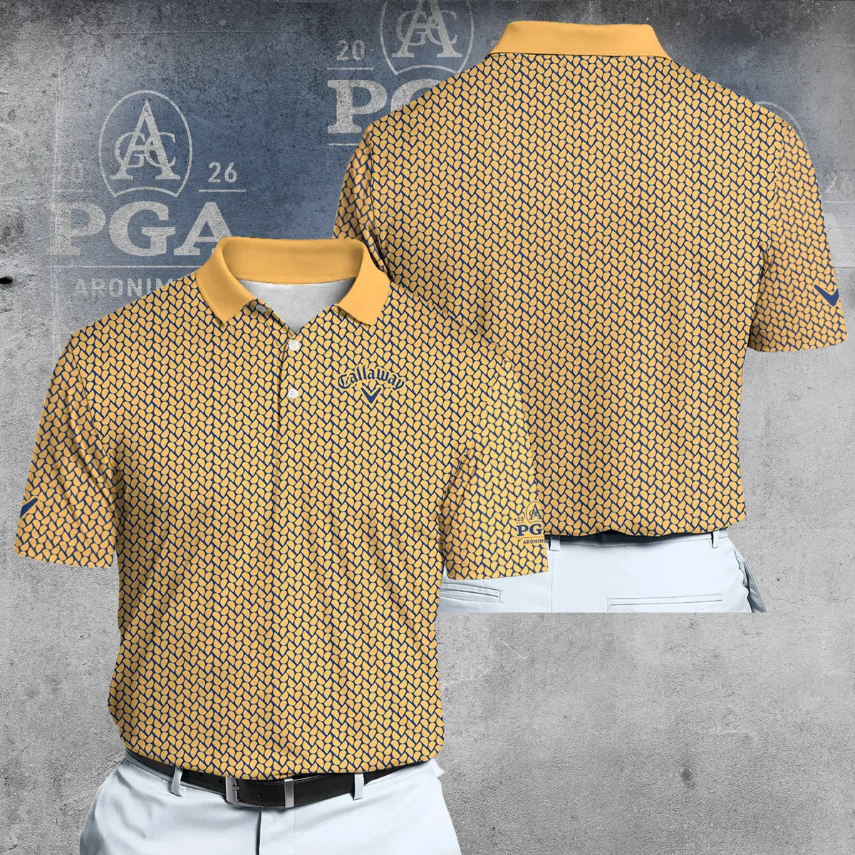 Golf 2026 PGA. Dark Yellow Citrus Pattern AOP Polo Shirt DTL11102511