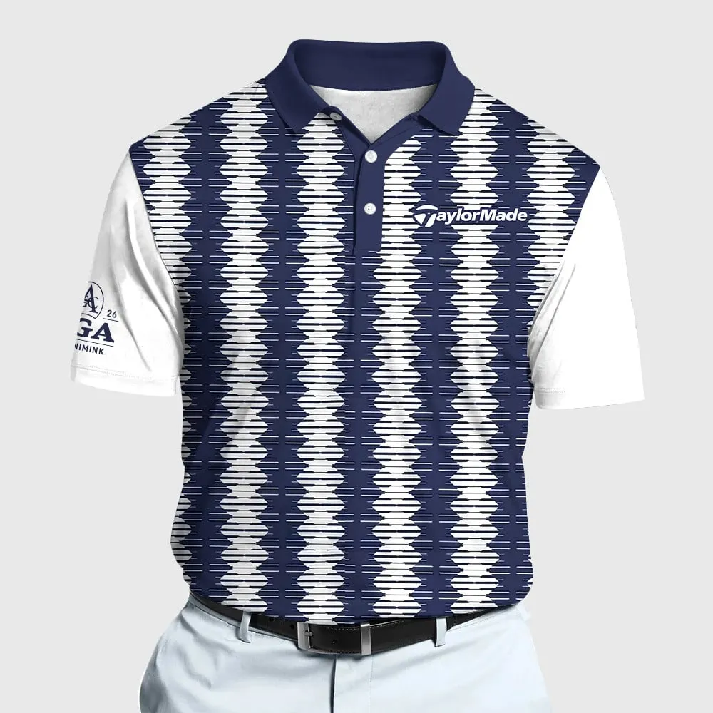 Golf 2026 PGA. Navy Sport Pattern AOP Polo Shirt DTL11102546