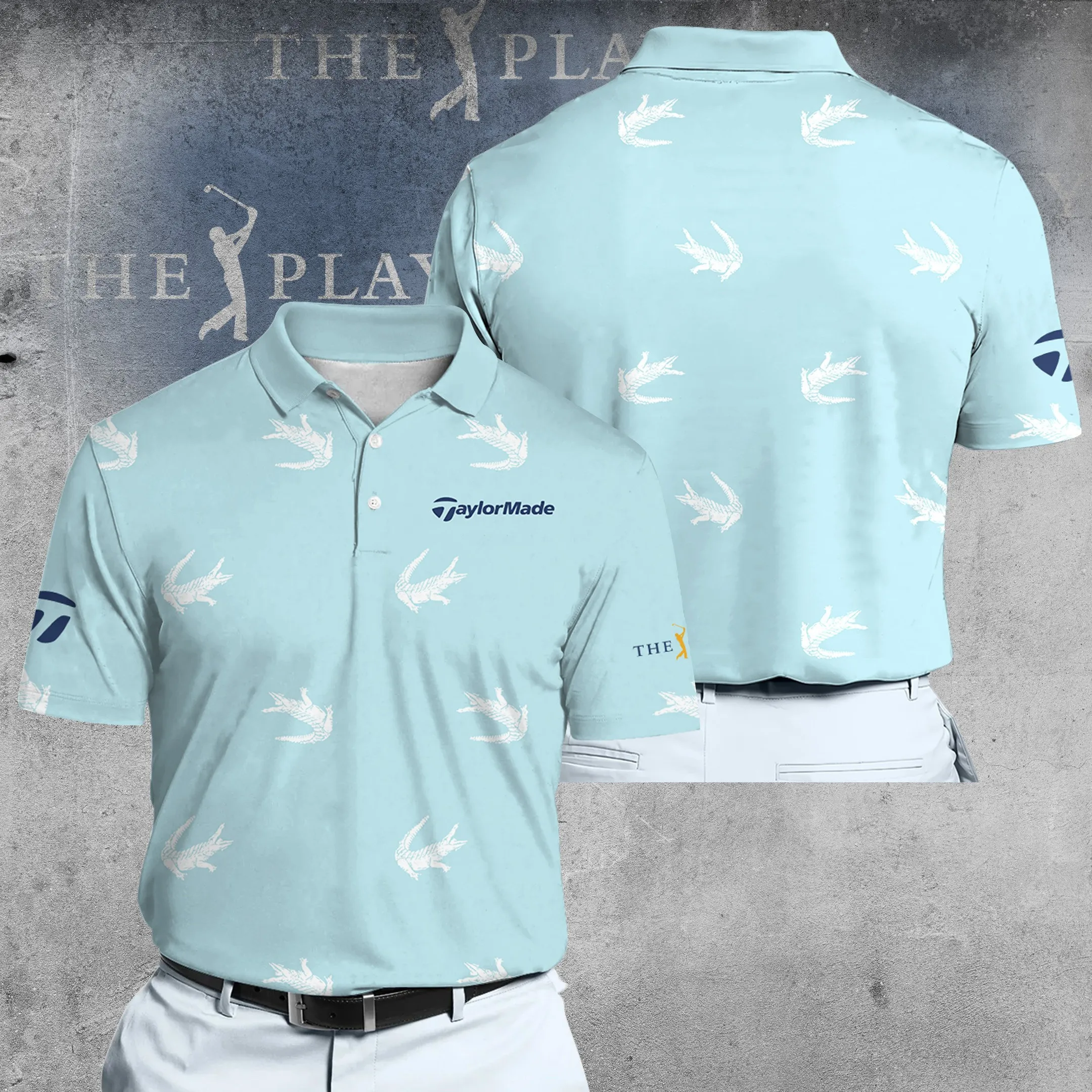 Golf 2026 The Players Men’s Flomotion Light Blue Pattern AOP Polo Shirt LDLO03112546