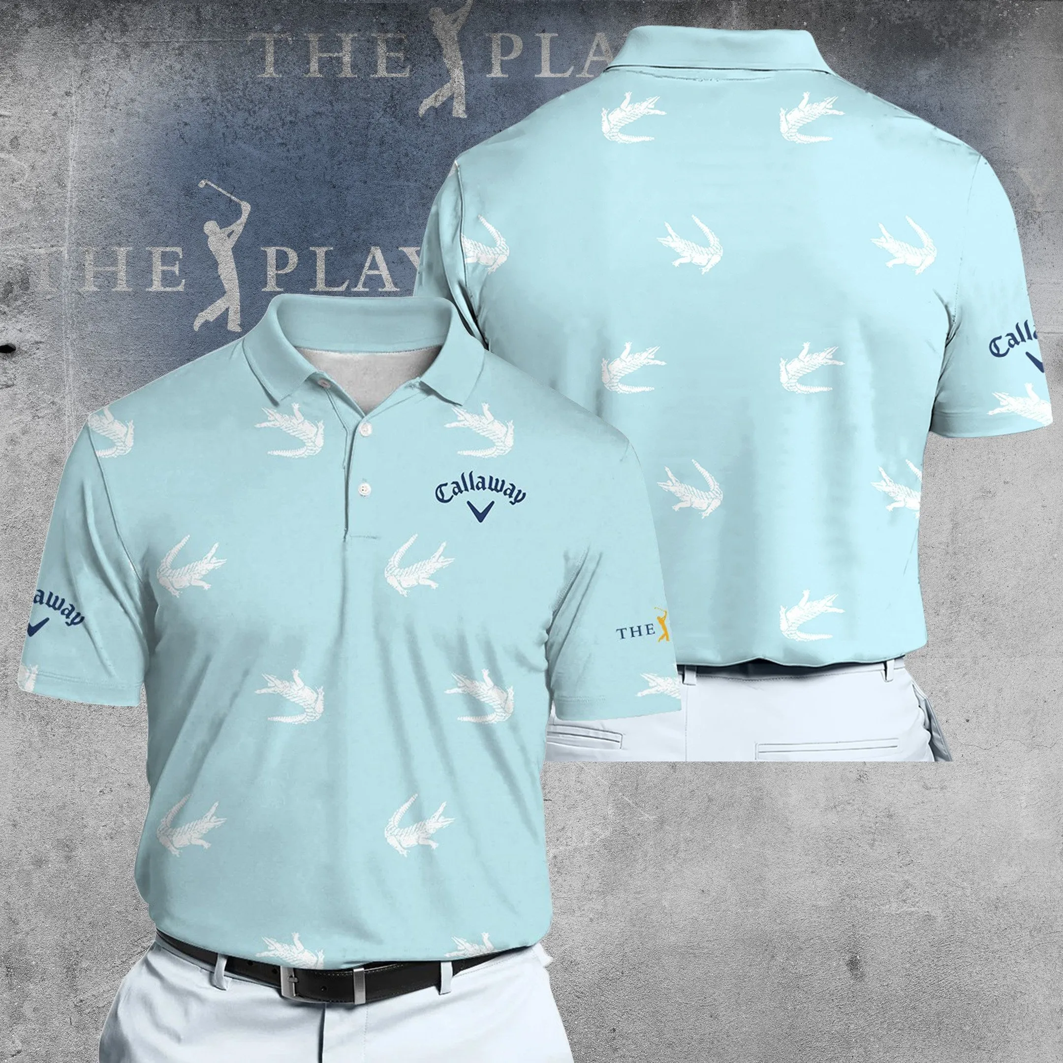Golf 2026 The Players Men's Flomotion Light Blue Pattern AOP Polo Shirt LDLO03112547