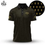 Golf 2026 PGA. Black Yellow Trophy Pattern AOP Polo Shirt LDLO13102523