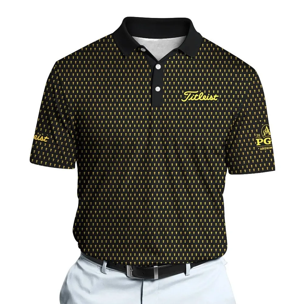 Golf 2026 PGA. Black Yellow Trophy Pattern AOP Polo Shirt LDLO13102521