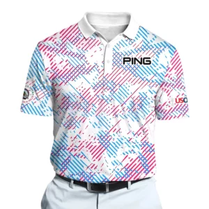 Golf 2026 Open. Pink Light Blue Pattern AOP Polo Shirt LDLO191125108