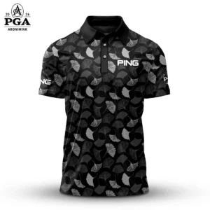 Golf 2026 PGA. B & W Leaf Pattern AOP Polo Shirt DTL11102532
