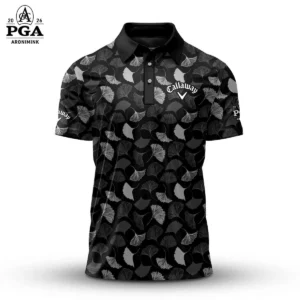 Golf 2026 PGA. B & W Leaf Pattern AOP Polo Shirt DTL11102531
