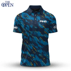 Golf 2026 Open. Blue And Yellow Sporty Pattern AOP Polo Shirt LDLO12102528