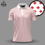 Golf 2026 PGA. Maple Leaf Pattern AOP Polo Shirt DTL11102541