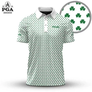 Golf 2026 PGA. White Green Shamrock Pattern AOP Polo Shirt LDLO13102512