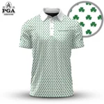 Golf 2026 PGA. White Green Shamrock Pattern AOP Polo Shirt LDLO13102510