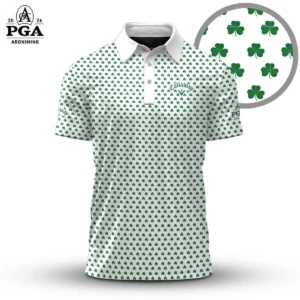 Golf 2026 PGA. White Green Shamrock Pattern AOP Polo Shirt LDLO13102511