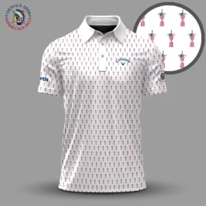 Golf 2026 Open. White US Pattern AOP Polo Shirt LDLO19112555