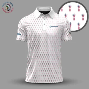 Golf 2026 Open. White US Pattern AOP Polo Shirt LDLO19112554