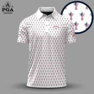Golf 2026 PGA. White USA Pattern AOP Polo Shirt LDLO13102507