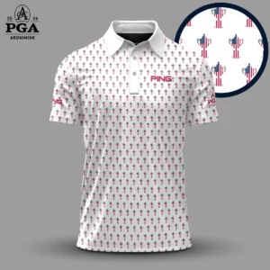 Golf 2026 PGA. White USA Pattern AOP Polo Shirt LDLO13102508