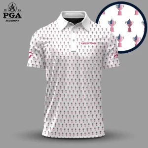 Golf 2026 PGA. White USA Pattern AOP Polo Shirt LDLO13102506