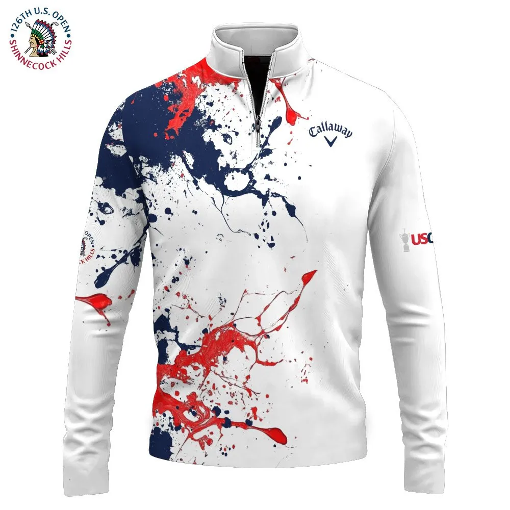 Golf 2026 Spilled Paint Color Pattern AOP Quarter-zip Pullover LDLO19112547