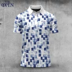 Golf 2026 Open. Blue Square Pattern AOP Polo Shirt LDLO12102511