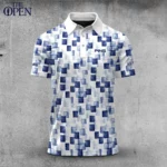 Golf 2026 Open. Blue Square Pattern AOP Polo Shirt LDLO12102512