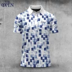Golf 2026 Open. Blue Square Pattern AOP Polo Shirt LDLO12102509