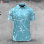 Golf 2026 Open. White Paint Flakes Light Blue Pattern AOP Polo Shirt LDLO19112538