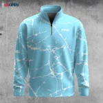 Golf 2026 White Paint Flakes Light Blue Pattern AOP Quarter-zip Pullover LDLO19112544