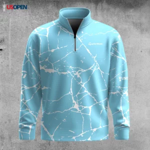Golf 2026 White Paint Flakes Light Blue Pattern AOP Quarter-zip Pullover LDLO19112542