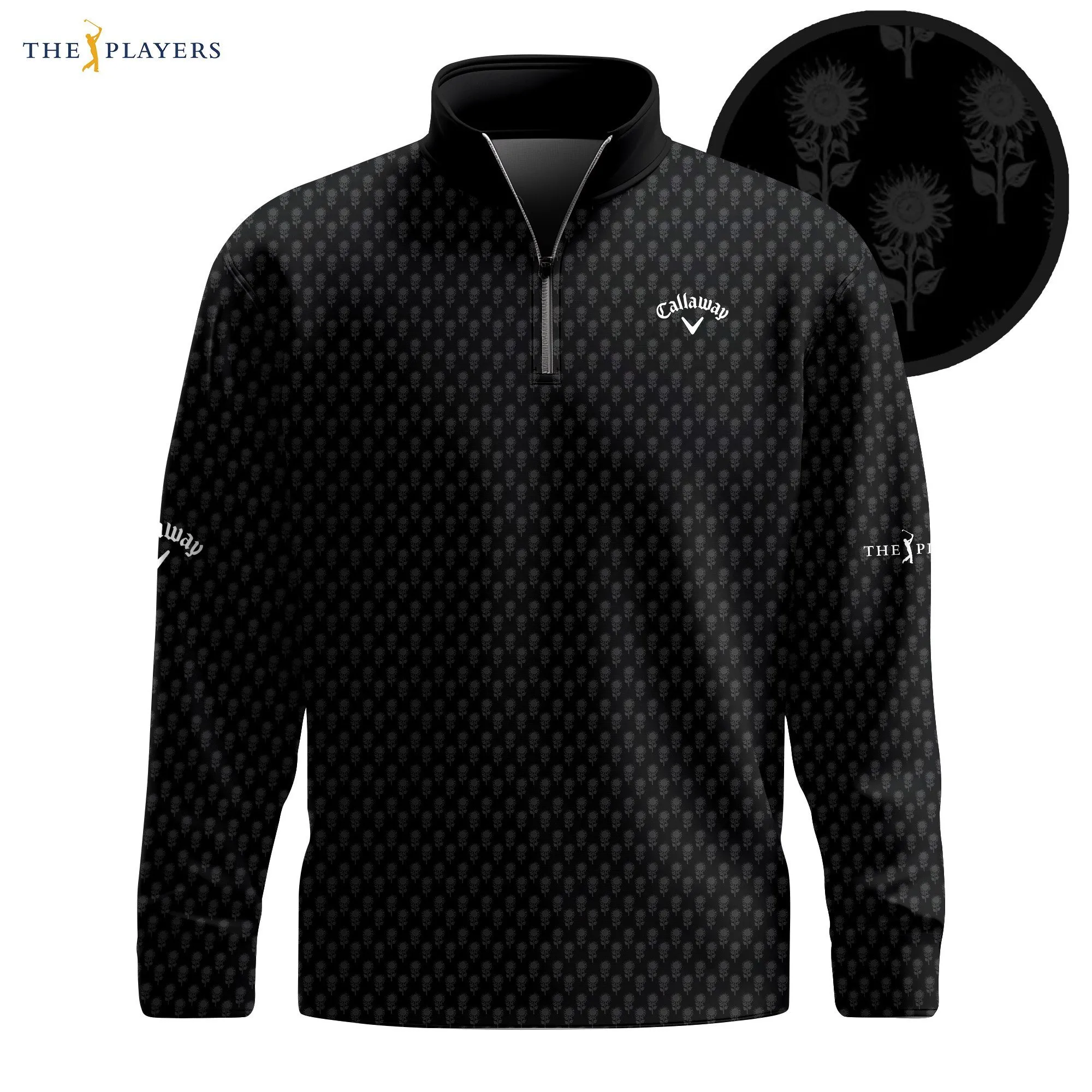 Golf 2026 The Players Black Sunflowers Pattern AOP Quarter-zip Pullover LDLO03112511
