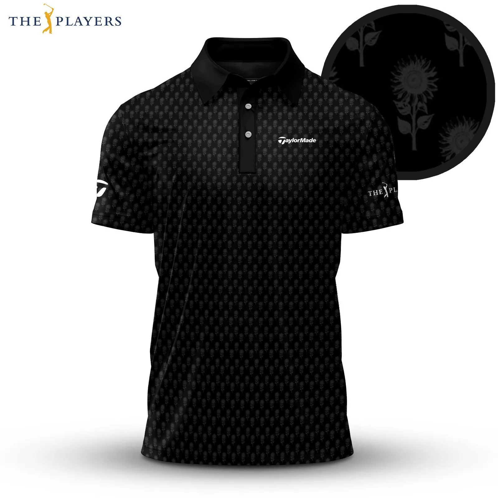 Golf 2026 The Players Black Sunflowers Patter AOP Polo Shirt LDLO03112506