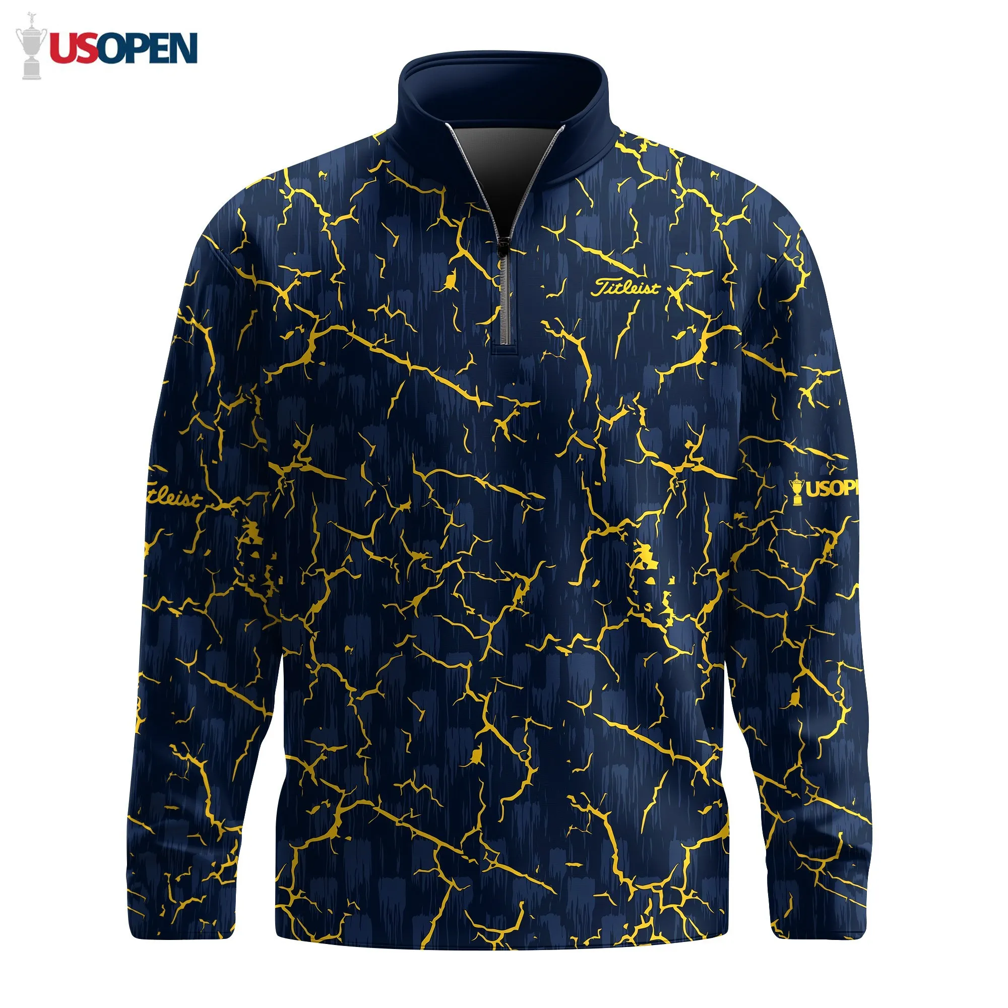 Golf 2026 Blue Yelllow Cracks Pattern AOP Quarter-zip Pullover LDLO19112529