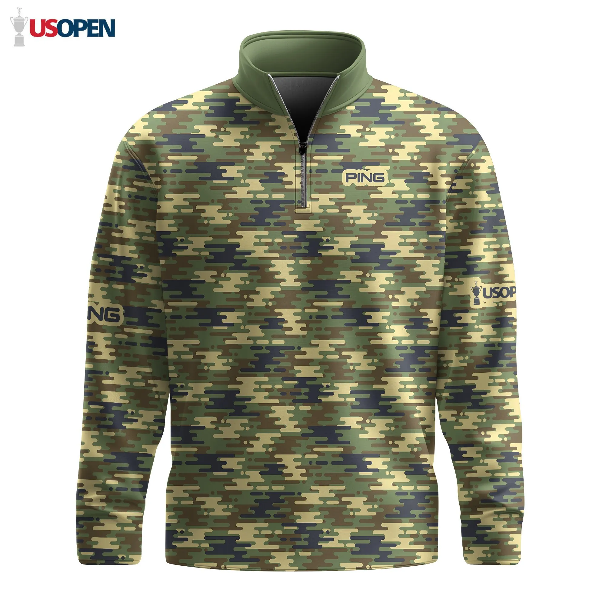 Golf 2026 Wave Camo Pattern AOP Quarter-zip Pullover LDLO19112524