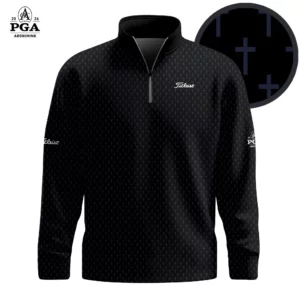 Golf 2026 Black Cross Pattern AOP Quarter-zip Pullover LDLO30012681
