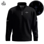 Golf 2026 Black Cross Pattern AOP Quarter-zip Pullover LDLO30012683