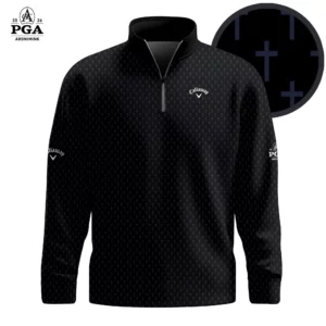Golf 2026 Black Cross Pattern AOP Quarter-zip Pullover LDLO30012683