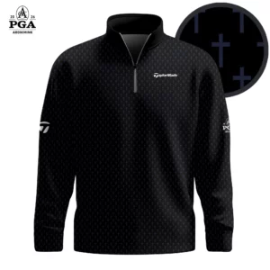 Golf 2026 Black Cross Pattern AOP Quarter-zip Pullover LDLO30012682