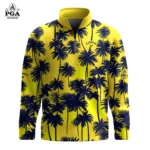 Golf 2026 Yellow Black Palm Pattern AOP Quarter-zip Pullover LDLO30012654