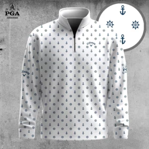 Golf 2026 White Rudder And Anchor Pattern AOP Quarter-zip Pullover LDLO30012669