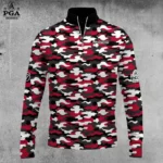 Golf 2026 Black White Red Camo Pattern AOP Quarter-zip Pullover LDLO30012662