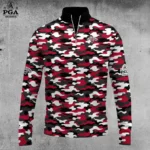 Golf 2026 Black White Red Camo Pattern AOP Quarter-zip Pullover LDLO30012663