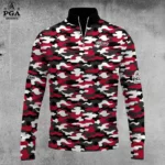 Golf 2026 Black White Red Camo Pattern AOP Quarter-zip Pullover LDLO30012661