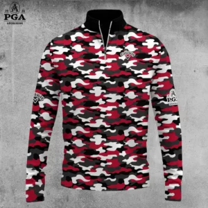 Golf 2026 Black White Red Camo Pattern AOP Quarter-zip Pullover LDLO30012663