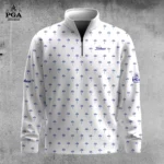 Golf 2026 White Blue Palm Pattern AOP Quarter-zip Pullover LDLO30012649