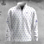Golf 2026 White Blue Palm Pattern AOP Quarter-zip Pullover LDLO30012651