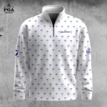 Golf 2026 White Blue Palm Pattern AOP Quarter-zip Pullover LDLO30012650