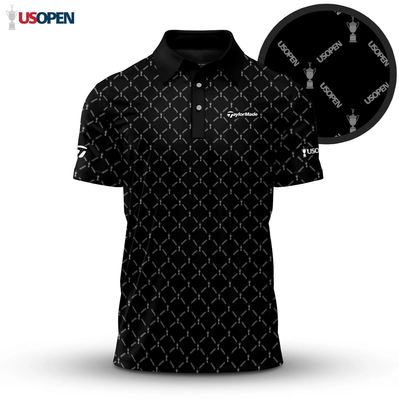 Golf 2026 Open. Black Pattern AOP Polo Shirt LDLO26022632