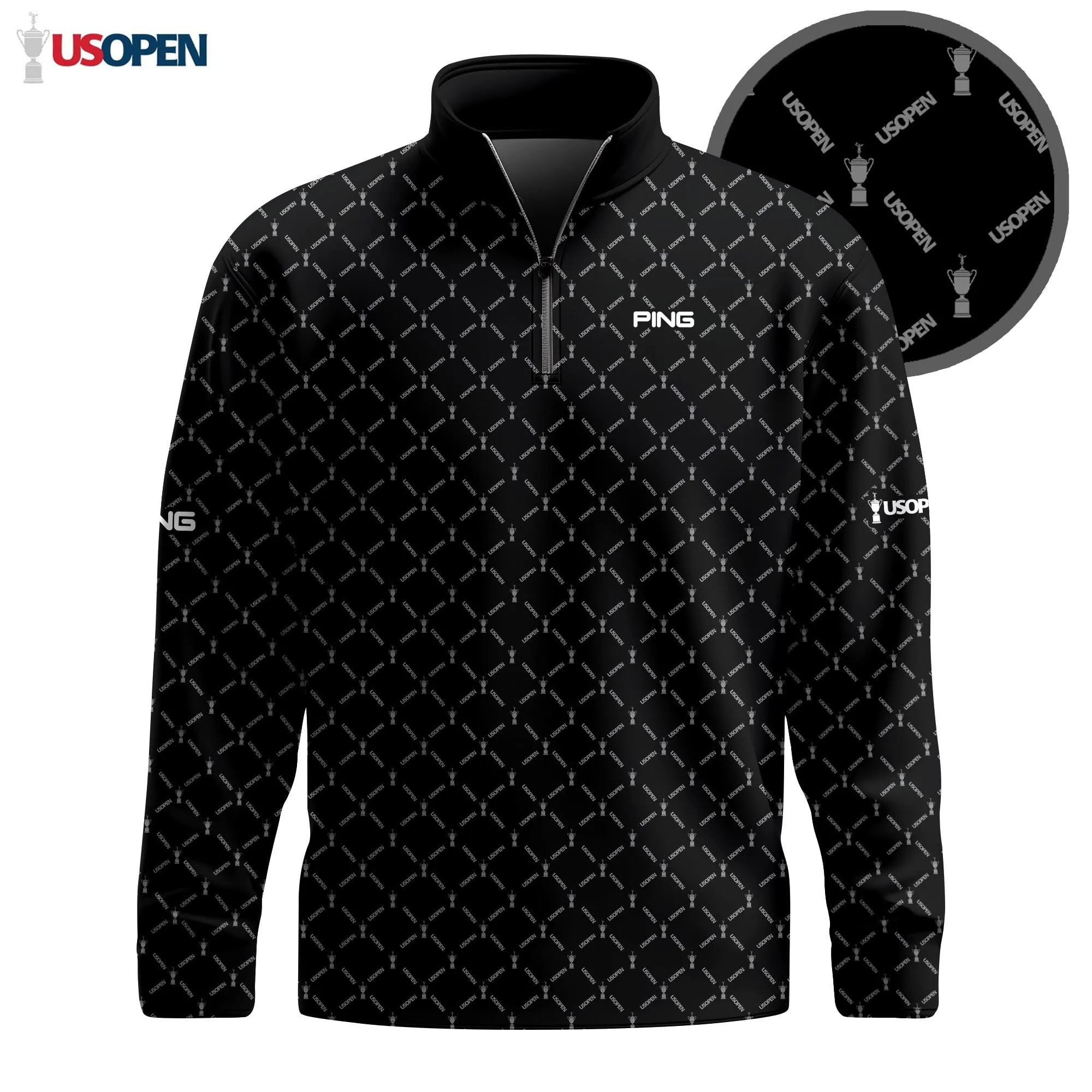 Golf 2026 Open. Black Pattern AOP Quarter-zip Pullover LDLO26022638