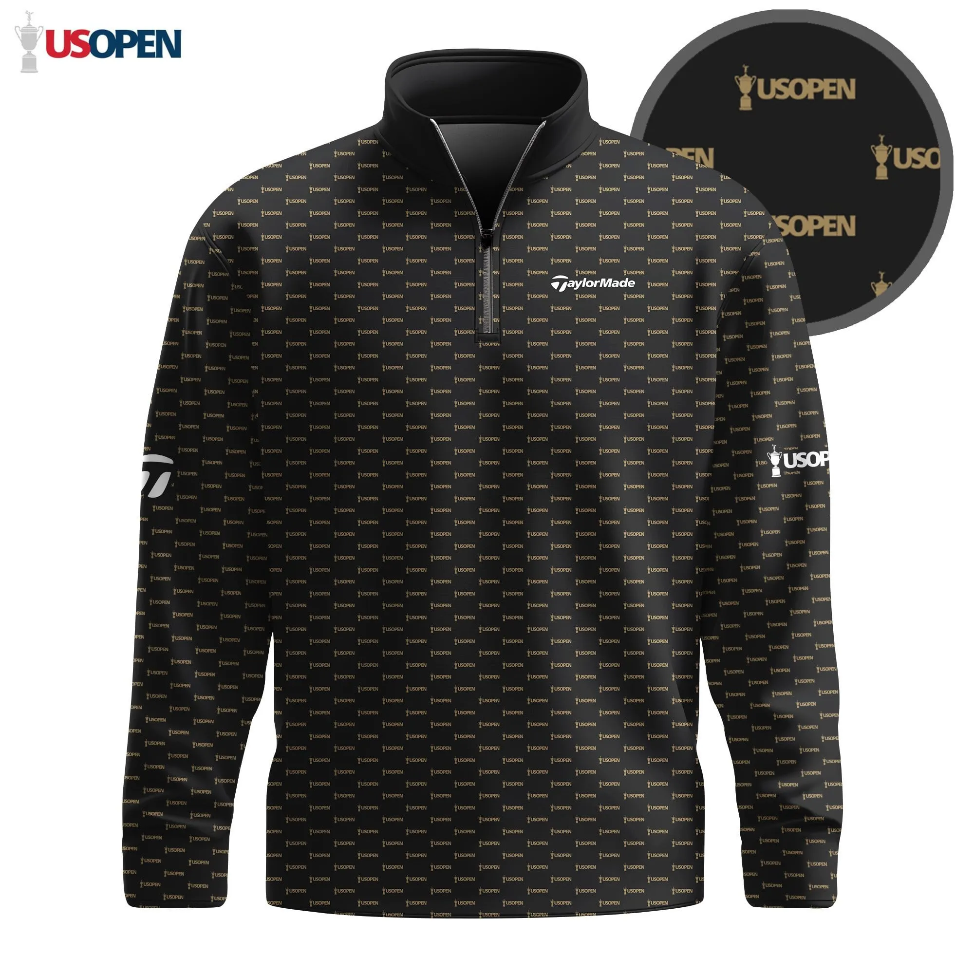Golf 2026 Open. Gold Black Pattern AOP Quarter-zip Pullover LDLO26022616