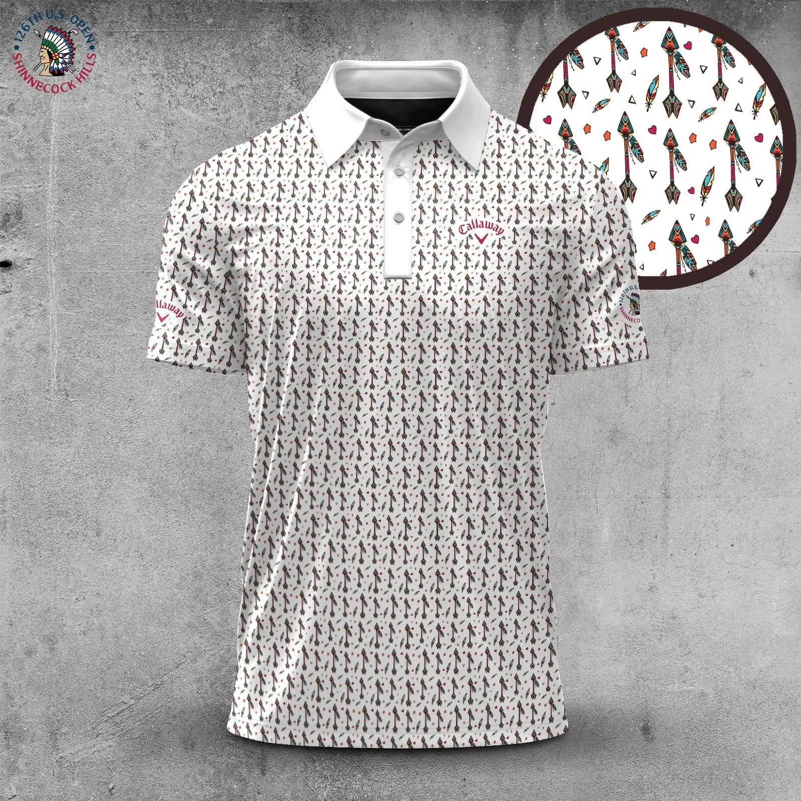 Golf 2026 Open. Tribal Arrow Seamless Pattern AOP Polo Shirt LDLO26022630