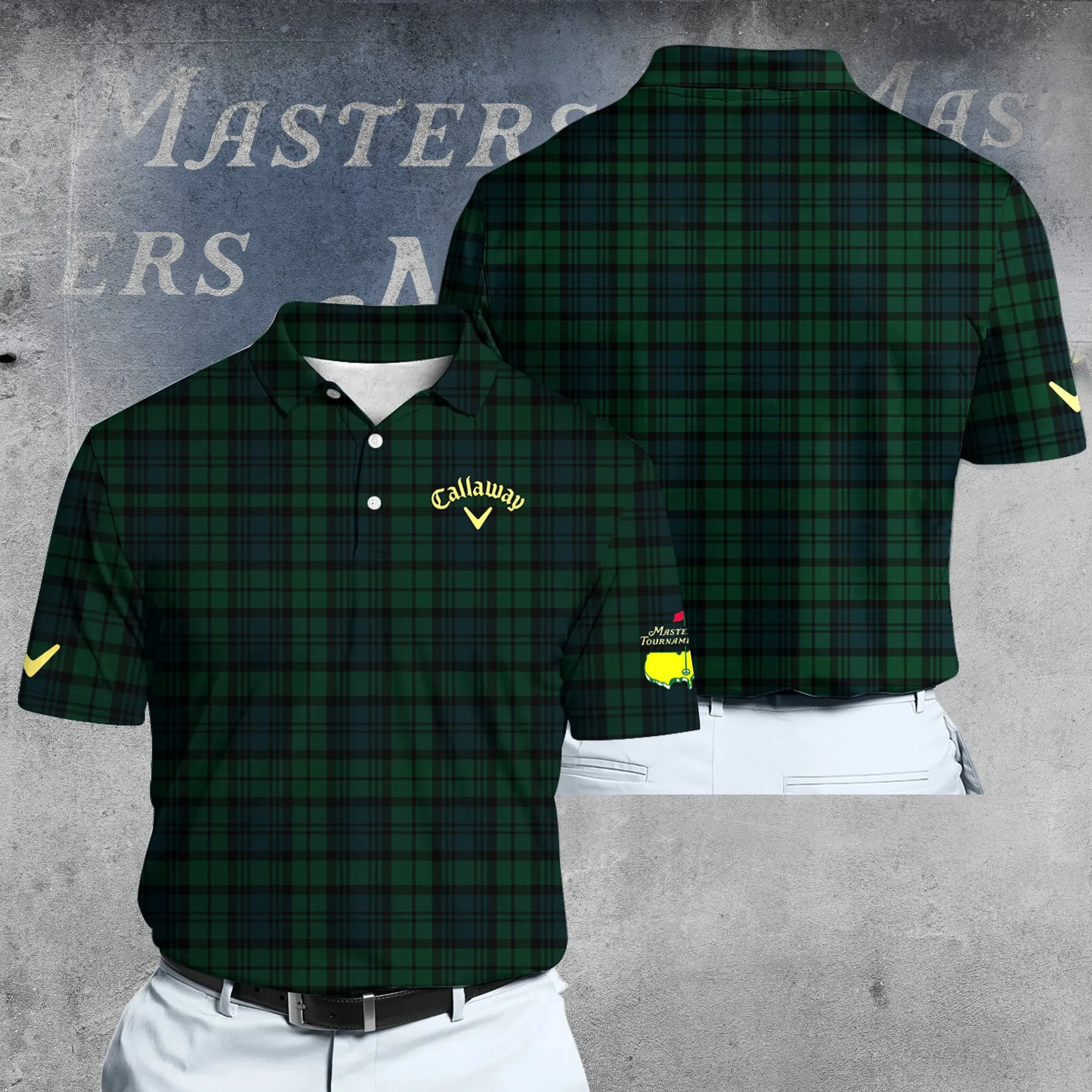 Golf 2026 Masters Tour Green Plaid Pattern AOP Polo Shirt LDLO03022618