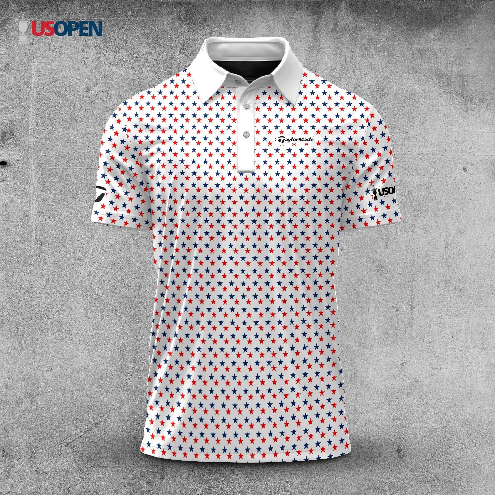 Golf 2026 Open. Red Blue Stars Pattern AOP Polo Shirt LDLO26022607