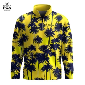 Golf 2026 Yellow Black Palm Pattern AOP Quarter-zip Pullover LDLO30012652